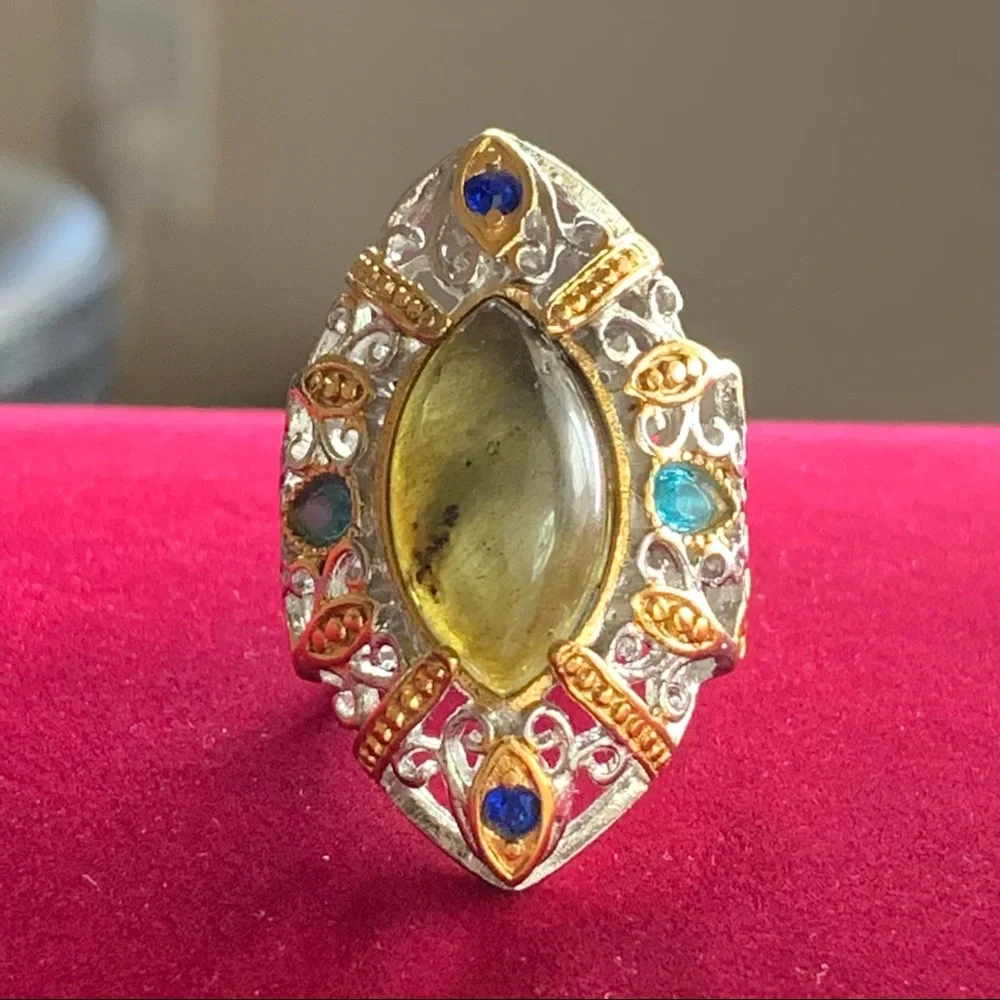 Rare Smokey Quartz Statement Ring Size 6.25/6.5 Stamped 316L SS Stainless Steel - Picture 3 of 17